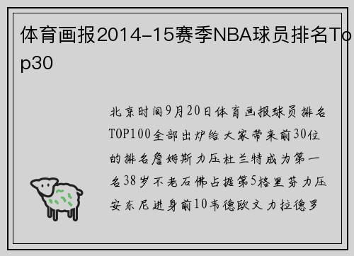 体育画报2014-15赛季NBA球员排名Top30